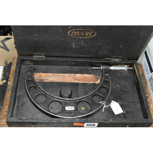 456 - FOUR WOODEN CASES OF MOORE & WRIGHT MICROMETERS, comprising 275mm-300mm, 10'' -11''  , No.971 7''  -... 