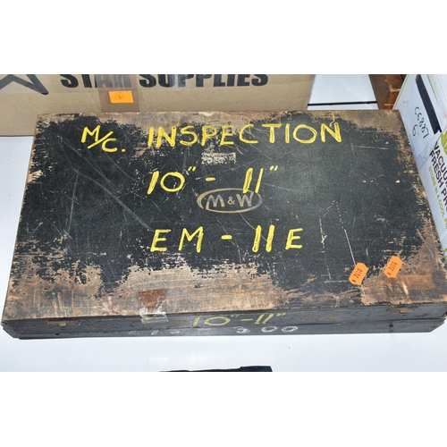 456 - FOUR WOODEN CASES OF MOORE & WRIGHT MICROMETERS, comprising 275mm-300mm, 10'' -11''  , No.971 7''  -... 