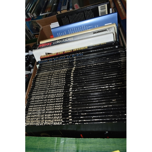 463 - THREE BOXES OF WAR AND MILITARY RELATED BOOKS & MAGAZINES including thirty editions of The History O... 