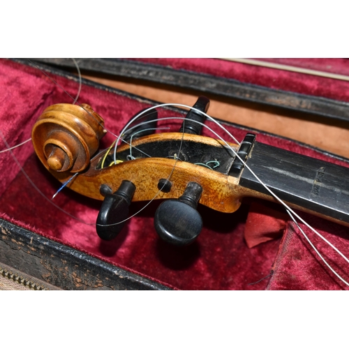 465 - A HANS SCHIRMER VIOLIN WITH JOSEF KLOTZ PAPER LABEL, approximate length of body 36cm, total length 5... 