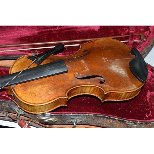 465 - A HANS SCHIRMER VIOLIN WITH JOSEF KLOTZ PAPER LABEL, approximate length of body 36cm, total length 5... 