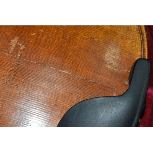 465 - A HANS SCHIRMER VIOLIN WITH JOSEF KLOTZ PAPER LABEL, approximate length of body 36cm, total length 5... 