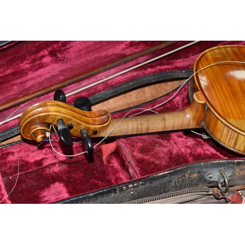 465 - A HANS SCHIRMER VIOLIN WITH JOSEF KLOTZ PAPER LABEL, approximate length of body 36cm, total length 5... 