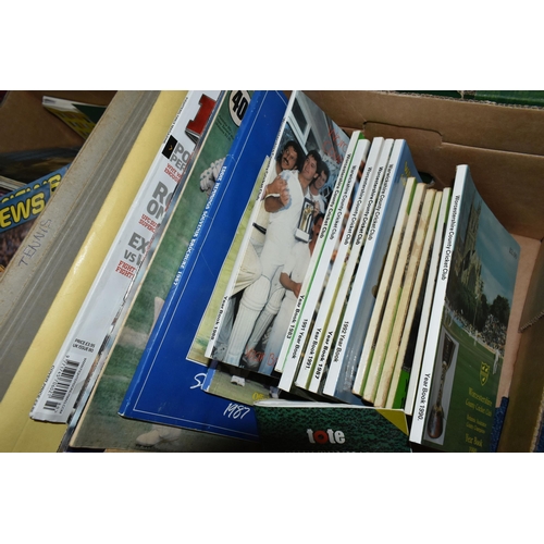 473 - THREE BOXES OF SPORTING EPHEMERA to include Football books, International, cup and league match day ... 