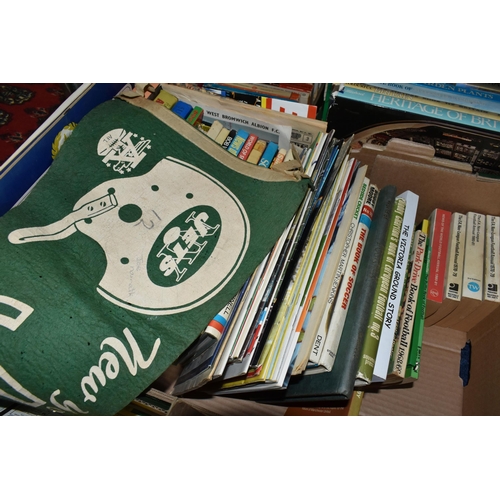 473 - THREE BOXES OF SPORTING EPHEMERA to include Football books, International, cup and league match day ... 