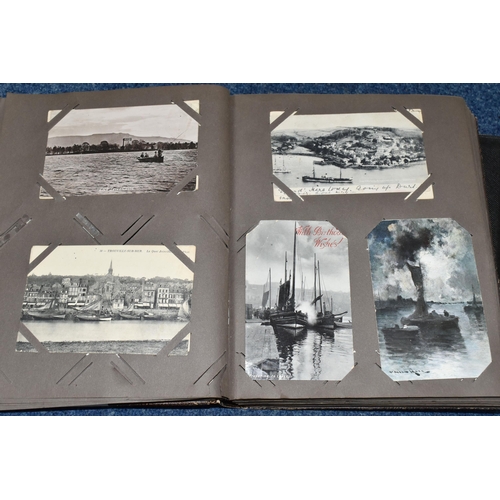 479 - TWO ALBUMS OF POSTCARDS containing approximately 425 examples of liners, ships, boats, barges and ot... 