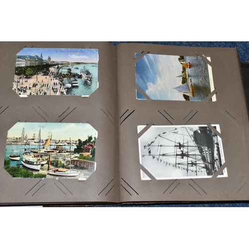 479 - TWO ALBUMS OF POSTCARDS containing approximately 425 examples of liners, ships, boats, barges and ot... 