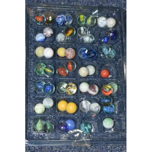 481 - A COLLECTION OF ASSORTED MARBLES, various types and sizes, to include swirls, opaques, clears, ball ... 