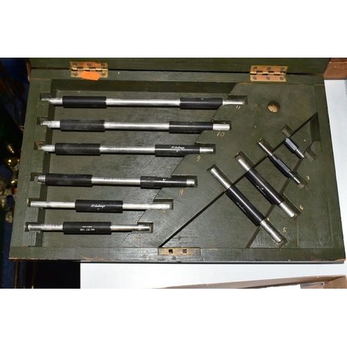 482 - EIGHT WOODEN CASES OF CALIBRATION RODS, for calibrating micrometres, comprising forty five imperial ... 