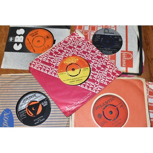 485 - A BOX OF VINYL SINGLES, over two hundred records to include The Rolling Stones (Play With Fire/The L... 