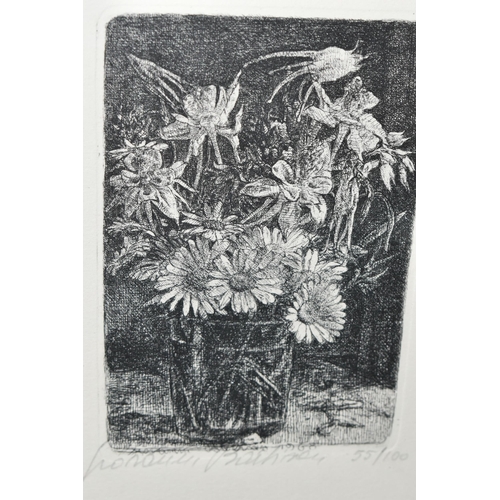 486 - GIOVANNI BARBISAN (ITALY 1914-1988) 'VASE OF FLOWERS', a limited edition etching depicting wild flow... 