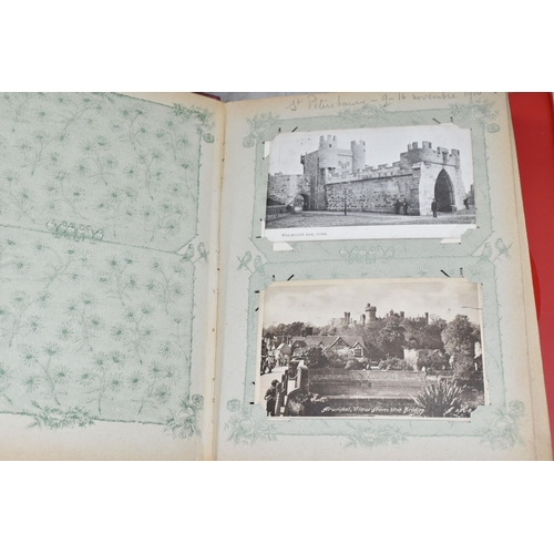 490 - TWO ALBUMS OF POSTCARDS containing approximately 300 examples of castles and churches in England, Sc... 