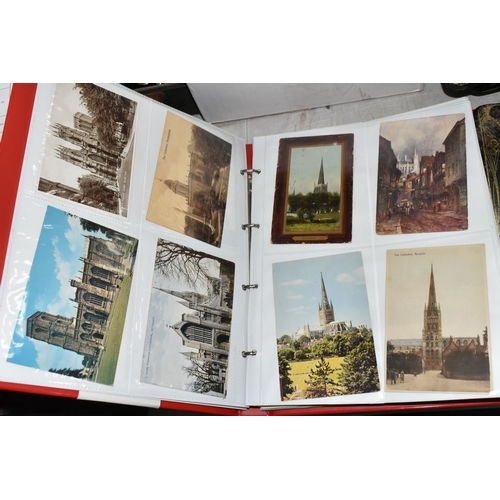 490 - TWO ALBUMS OF POSTCARDS containing approximately 300 examples of castles and churches in England, Sc... 