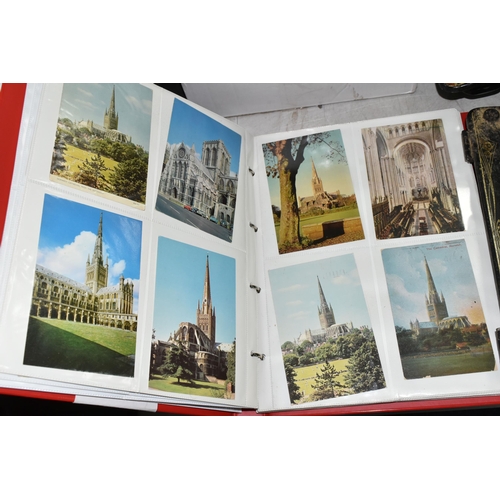 490 - TWO ALBUMS OF POSTCARDS containing approximately 300 examples of castles and churches in England, Sc... 