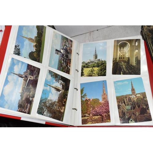 490 - TWO ALBUMS OF POSTCARDS containing approximately 300 examples of castles and churches in England, Sc... 