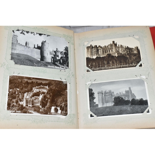 490 - TWO ALBUMS OF POSTCARDS containing approximately 300 examples of castles and churches in England, Sc... 