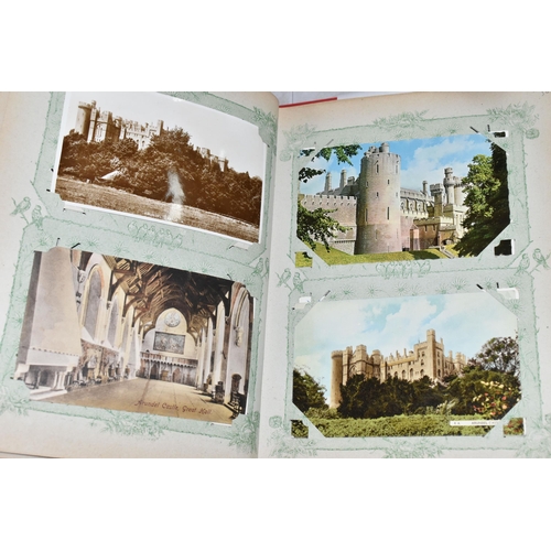 490 - TWO ALBUMS OF POSTCARDS containing approximately 300 examples of castles and churches in England, Sc... 