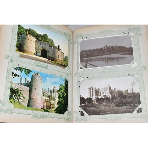 490 - TWO ALBUMS OF POSTCARDS containing approximately 300 examples of castles and churches in England, Sc... 