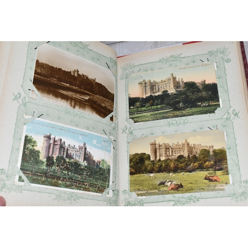 490 - TWO ALBUMS OF POSTCARDS containing approximately 300 examples of castles and churches in England, Sc... 