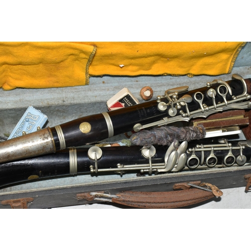 493 - A SELMAR BRANDED CLARINET AND CASE ETC, the bell is inscribed for V Kohlert's sons Kraslice, togethe... 