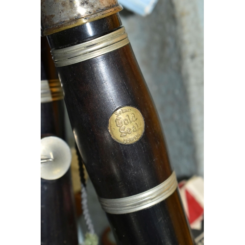 493 - A SELMAR BRANDED CLARINET AND CASE ETC, the bell is inscribed for V Kohlert's sons Kraslice, togethe... 