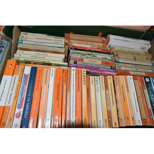 496 - FIVE BOXES OF BOOKS containing approximately 225 miscellaneous titles in hardback and paperback form... 