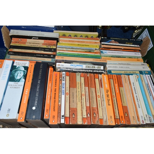 496 - FIVE BOXES OF BOOKS containing approximately 225 miscellaneous titles in hardback and paperback form... 