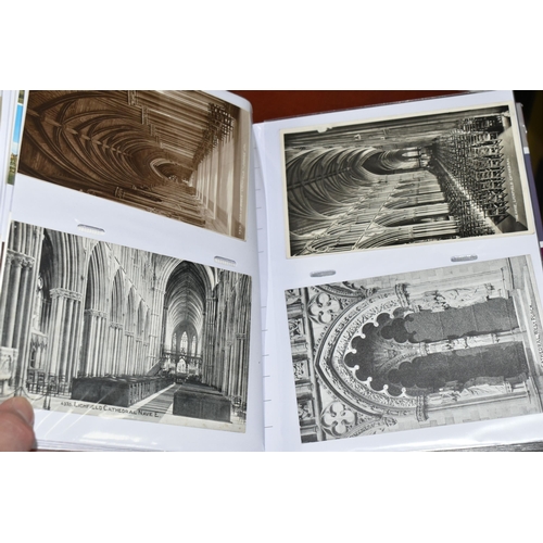 498 - FIVE ALBUMS OF POSTCARDS containing approximately 545 examples of places, streets, buildings, the ca... 