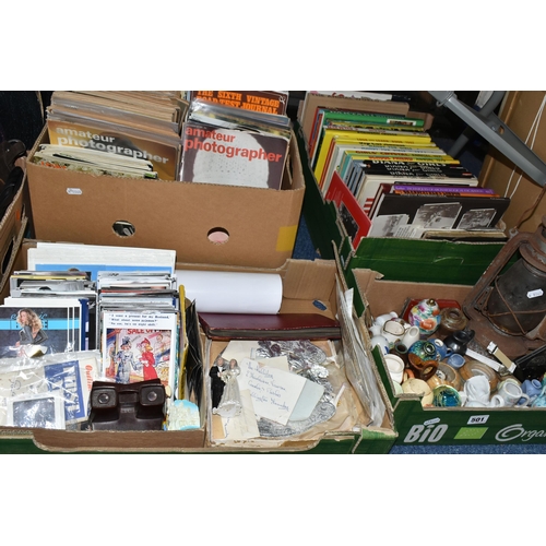 501 - FOUR BOXES AND LOOSE EPHEMERA AND ORNAMENTS ETC, to include vintage photography magazines - 1960s/19... 