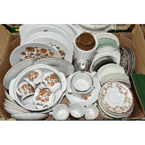 506 - TWO BOXES OF DINNER WARES, to include thirty eight pieces of J & G Meakin Lotus dinnerware, royal co... 