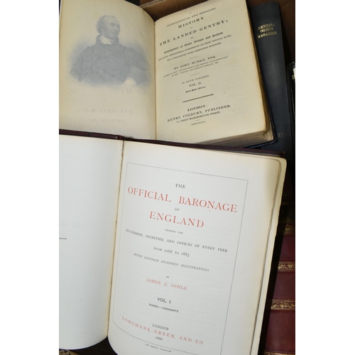 518 - A COLLECTION OF ANTIQUARIAN BOOKS ON HERALDRY & GENEALOGY comprising Doyle; J.E, The Official Barona... 