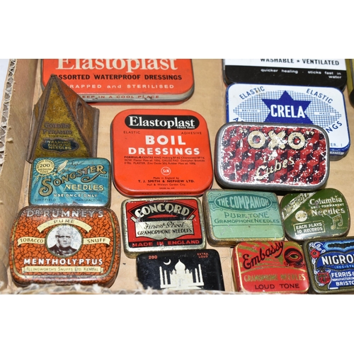 519 - A COLLECTION OF GRAMOPHONE NEEDLE TINS AND SIMILAR, comprising maker's names Golden Pyramid Talking ... 