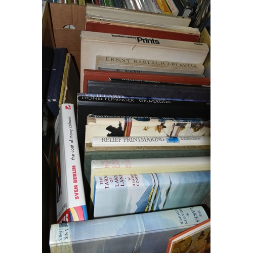 520 - TWO BOXES OF BOOKS containing over fifty-five miscellaneous titles on the subject of art, subjects i... 