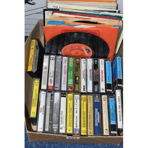 521 - A COLLECTION OF LPS, SINGLE RECORDS, TAPE CASSETTES, AND A COLLECTION OF GRAMAPHONE RECORDS, to incl... 