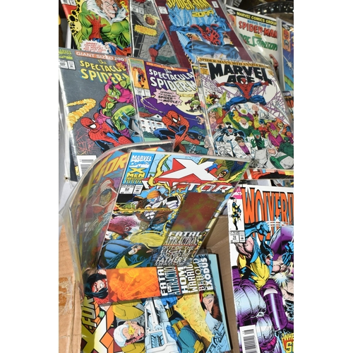 523 - A BOX OF MARVEL AND DC COMICS, includes a second box with annuals and magazines, comics include The ... 