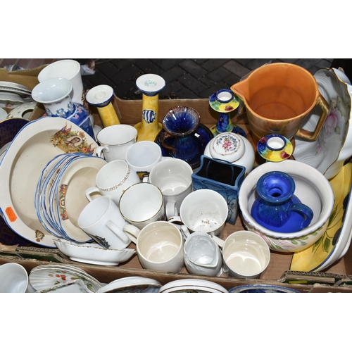 533 - THREE BOXES AND LOOSE CERAMICS AND GLASS, to include a boxed Grindley Cream Petal coffee set, compri... 