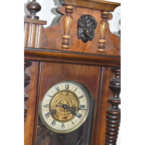 538 - A TWENTIETH CENTURY VIENNA STYLE WALL CLOCK, movement stamped with FMS and eagle mark, for Friedrich... 