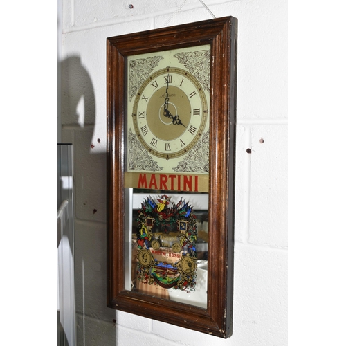 541 - ADVERTISING CLOCKS, A DISPLAY CASE, A PRINTER'S TRAY AND A MENU HOLDER, comprising a Martini adverti... 