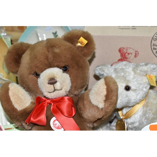 562 - TWO STEIFF COLECTORS TEDDY BEARS, comprising a Millenium bear with gold coloured medallion and box, ... 