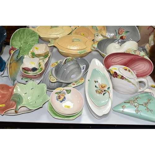 563 - A LARGE COLLECTION OF SHORTER & SONS HAND PAINTED TABLEWARE, comprising three 'Peach' dishes in gree... 