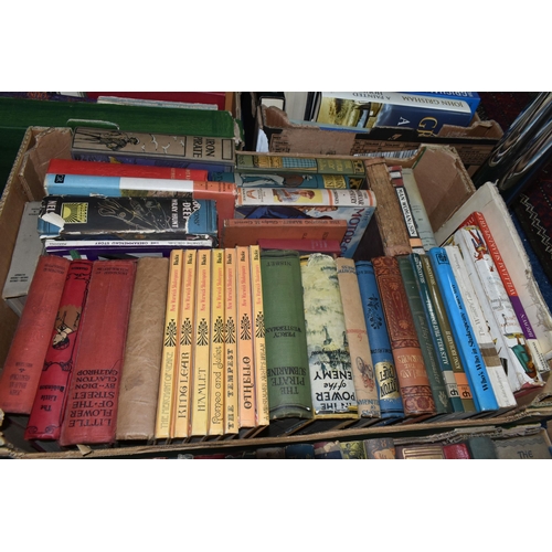 569 - SIX BOXES OF BOOKS containing over 230 miscellaneous titles in hardback and paperback formats, subje... 