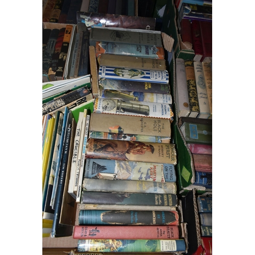 569 - SIX BOXES OF BOOKS containing over 230 miscellaneous titles in hardback and paperback formats, subje... 