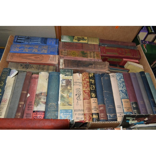 569 - SIX BOXES OF BOOKS containing over 230 miscellaneous titles in hardback and paperback formats, subje... 