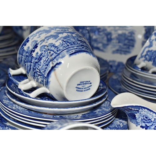 573 - A LARGE QUANTITY OF WOODS AND ENOCH WOOD TEA AND DINNER WARES, to include blue and white 'English Sc... 