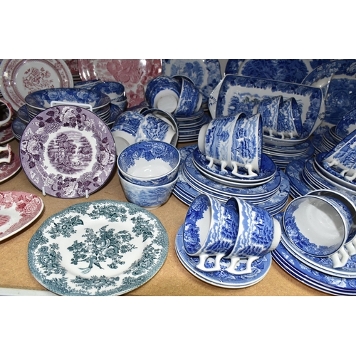 573 - A LARGE QUANTITY OF WOODS AND ENOCH WOOD TEA AND DINNER WARES, to include blue and white 'English Sc... 