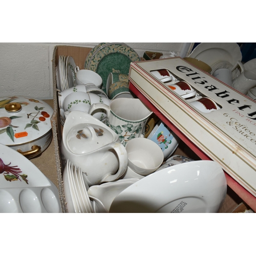 574 - SIX BOXES AND LOOSE ASSORTED TEA AND DINNER WARES ETC, to include Woods 'Lucerne' coffee wares, Wash... 