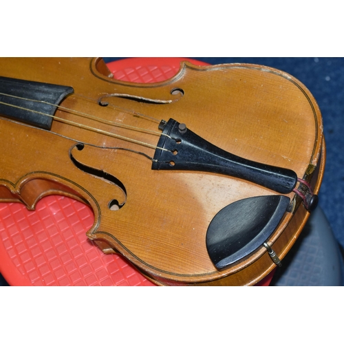 578 - TWO EARLY 20TH CENTURY VIOLINS, both Czechoslovakian made, one has a paper label inside  K.H. ' Made... 