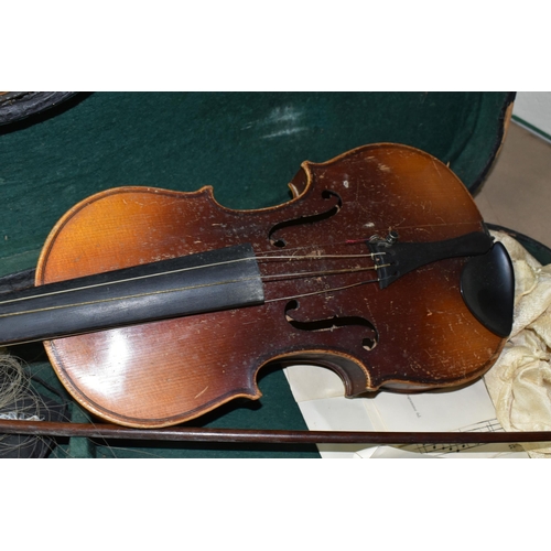 578 - TWO EARLY 20TH CENTURY VIOLINS, both Czechoslovakian made, one has a paper label inside  K.H. ' Made... 