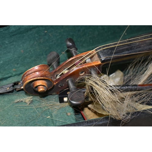 578 - TWO EARLY 20TH CENTURY VIOLINS, both Czechoslovakian made, one has a paper label inside  K.H. ' Made... 