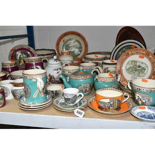 580 - A LARGE QUANTITY OF ADAM'S 'CRIES OF LONDON' SERIES WARE, comprising cups, saucers, jugs, pitchers, ... 